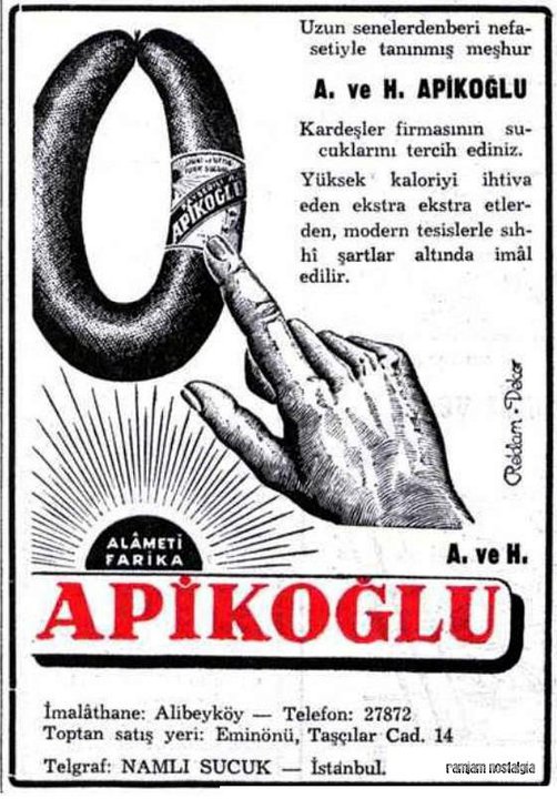 Apikoğlu Nostaljik Afiş Görseli, Modern Tesislerle Sıhhi Şartlar Altında İmal Edilir