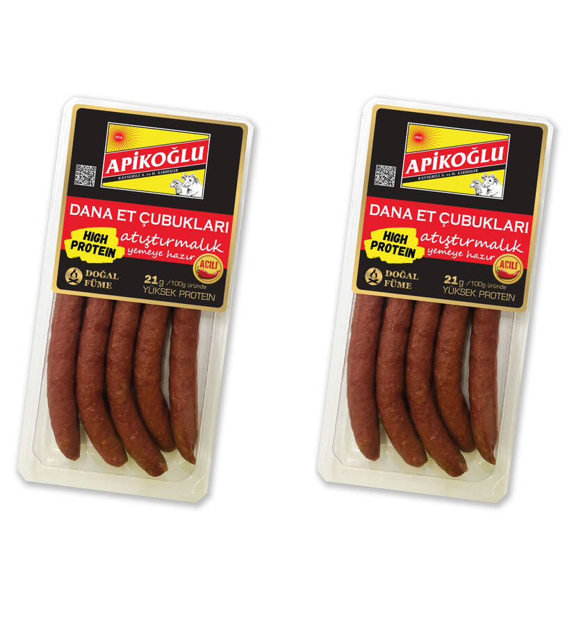 Acılı Dana Et Çubukları (110 Gr.) İkili Paket (Toplam 220 Gr.)