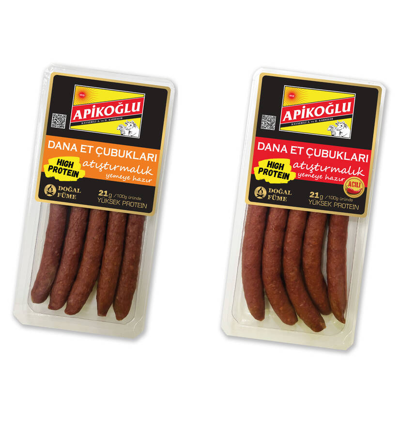 Atıştırmalık Dana Et Çubukları (110 Gr.) İkili Paket (Acılı-Sade) (Toplam 220 Gr.)