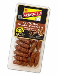 Apikoğlu - Cevizli Mini Dana Et Çubukları 110 gr. Apikoğlu - Cevizli Mini Dana Et Çubukları 110 gr.
