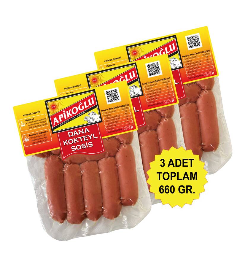Dana Kokteyl Sosis 220 Gr. Üçlü Paket (Toplam 660 Gr.)
