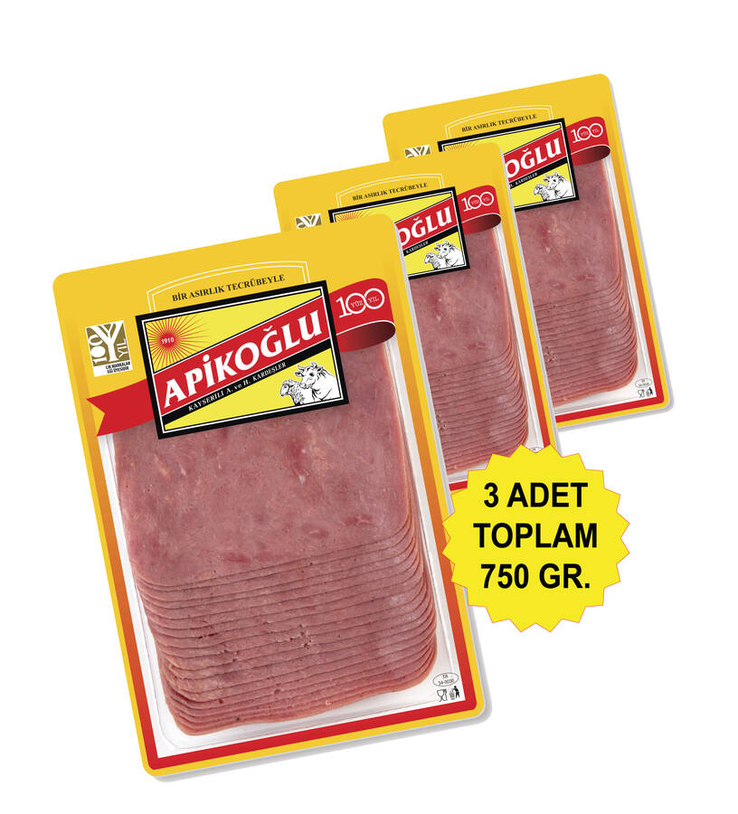 Dilimli Dana Jambon 250 Gr. Üçlü Paket (Toplam 750 Gr.)