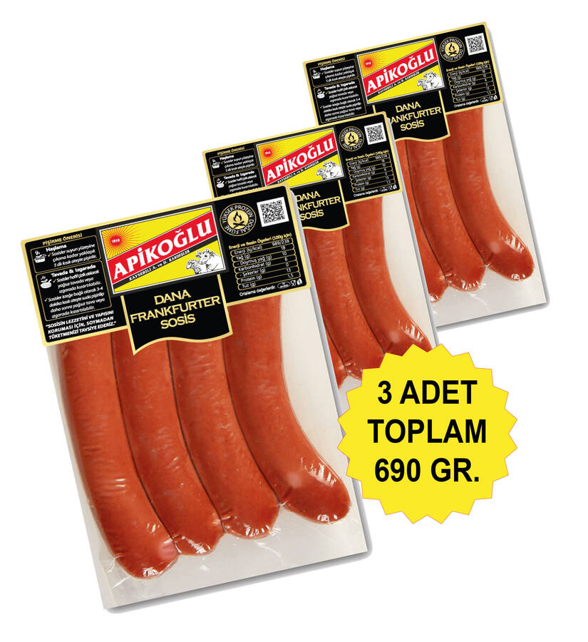 Doğal Füme Dana Frankfurter Sosis Üçlü Paket